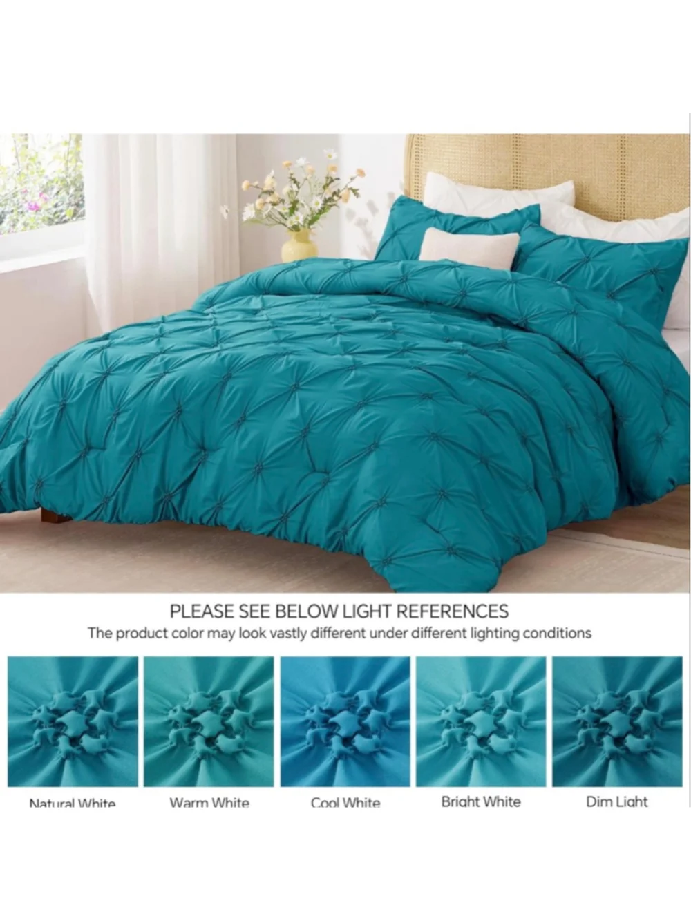 NEW Teal Twin Comforter & Pillowcase Set Pintuck Bedding